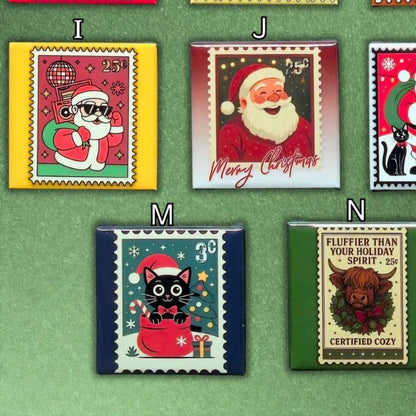 Festive Christmas Stamp Magnets