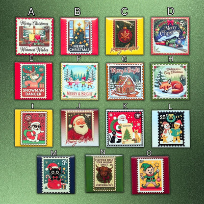 Festive Christmas Stamp Magnets