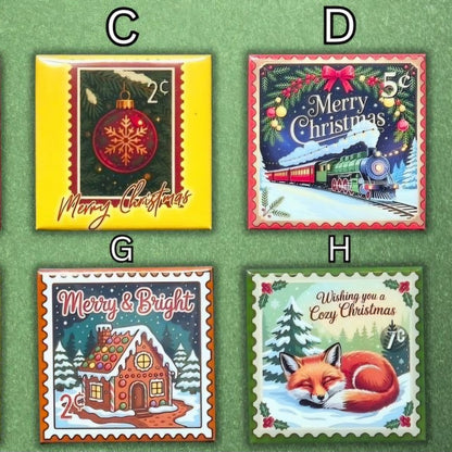 Festive Christmas Stamp Magnets