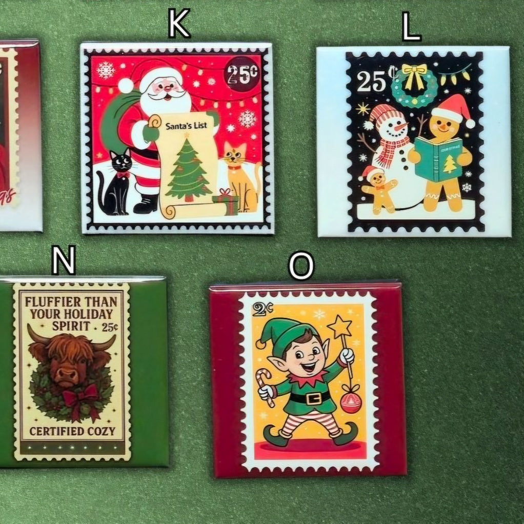 Festive Christmas Stamp Magnets
